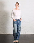 Fine Supima Cotton L/S Boatneck Top in Pearl Grey by Enza Costa-Enza Costa-Idlewild-Cincinnati