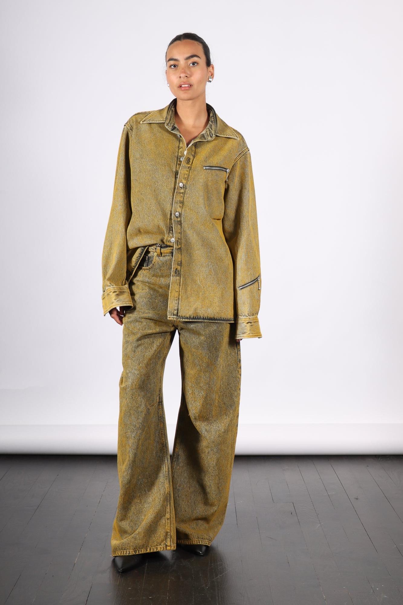 Five Pocket Pants in Yellow Wash by MM6 Maison Margiela