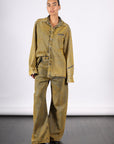 Five Pocket Pants in Yellow Wash by MM6 Maison Margiela