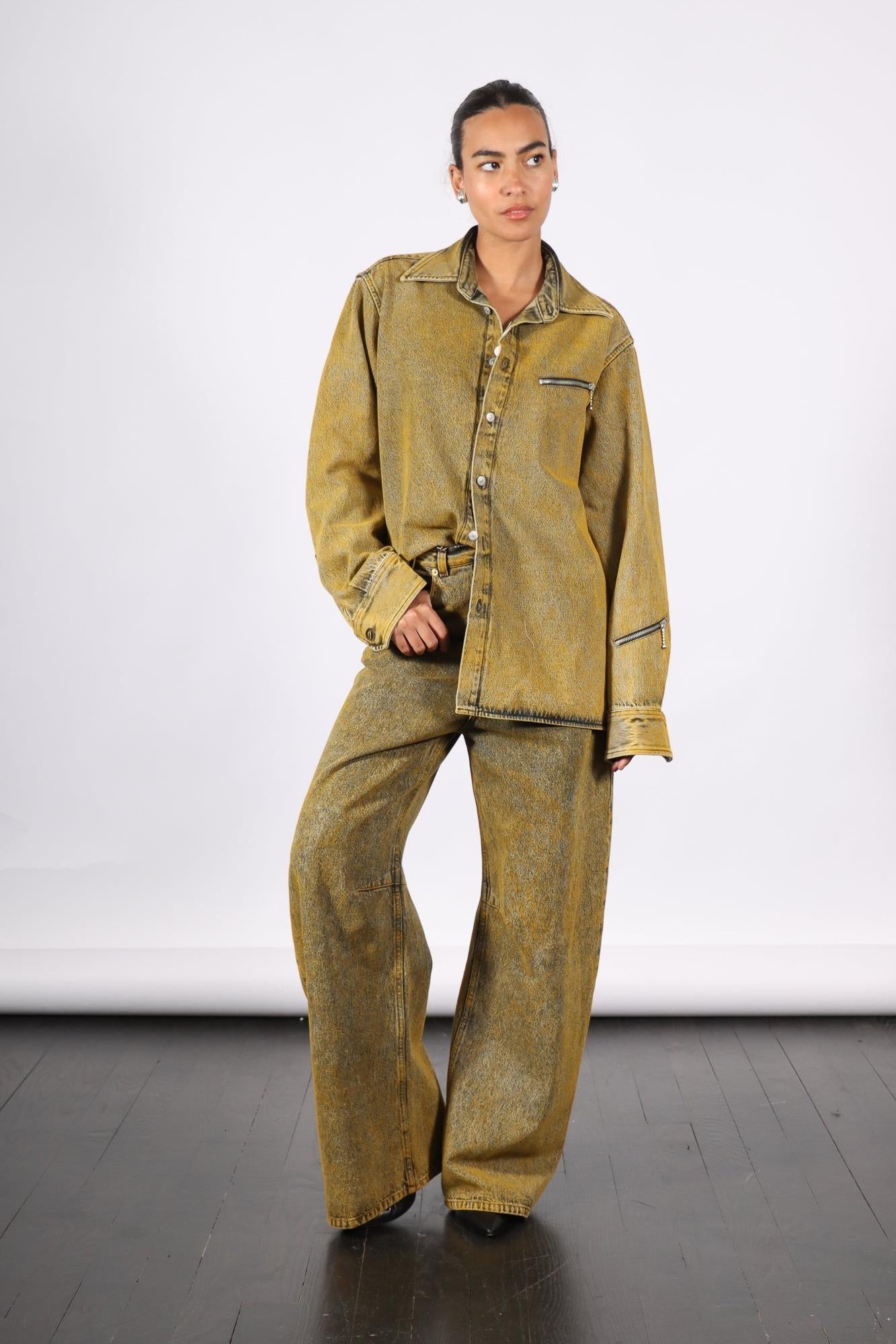 Five Pocket Pants in Yellow Wash by MM6 Maison Margiela