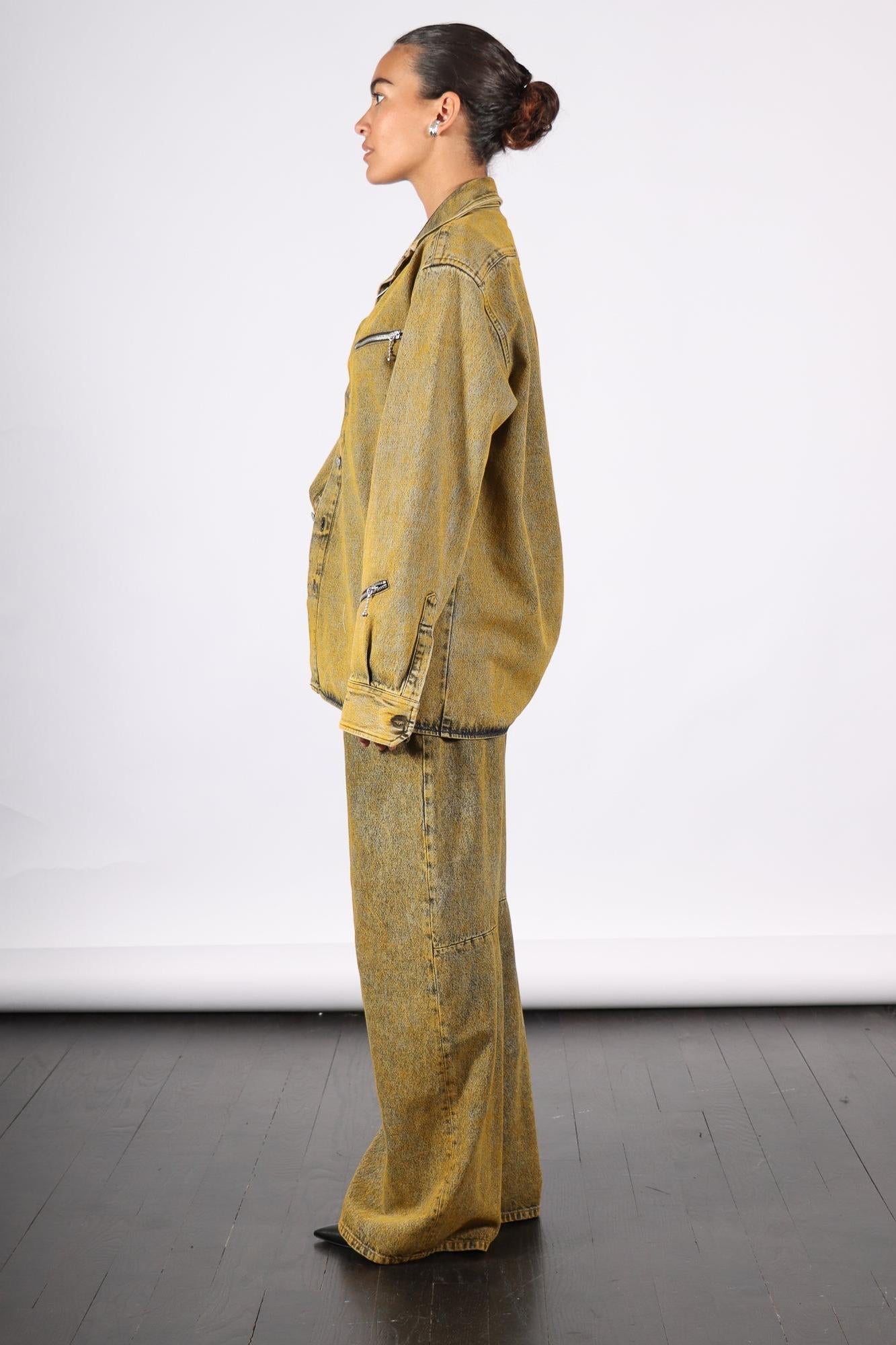 Five Pocket Pants in Yellow Wash by MM6 Maison Margiela