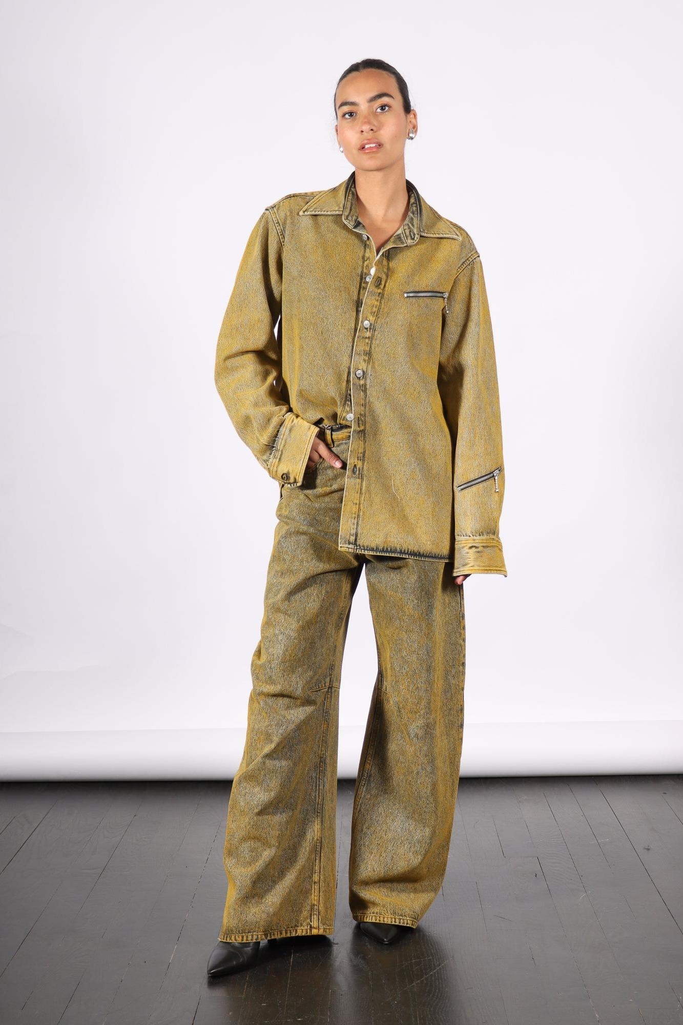 Five Pocket Pants in Yellow Wash by MM6 Maison Margiela