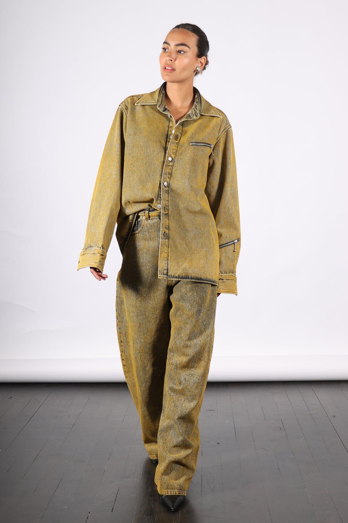 Five Pocket Pants in Yellow Wash by MM6 Maison Margiela