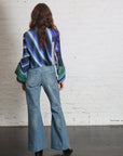 Flare Jean Trouser in Green Blue by Tanaka Denim-Bottoms-TANAKA-Idlewild