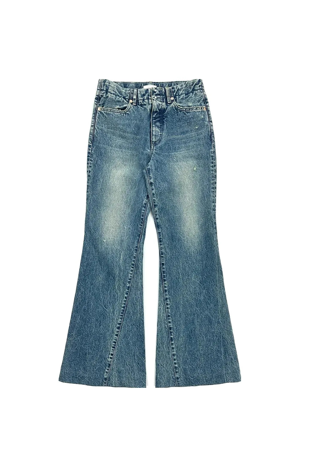 Flare Jean Trouser in Green Blue by Tanaka Denim-Bottoms-TANAKA-Idlewild