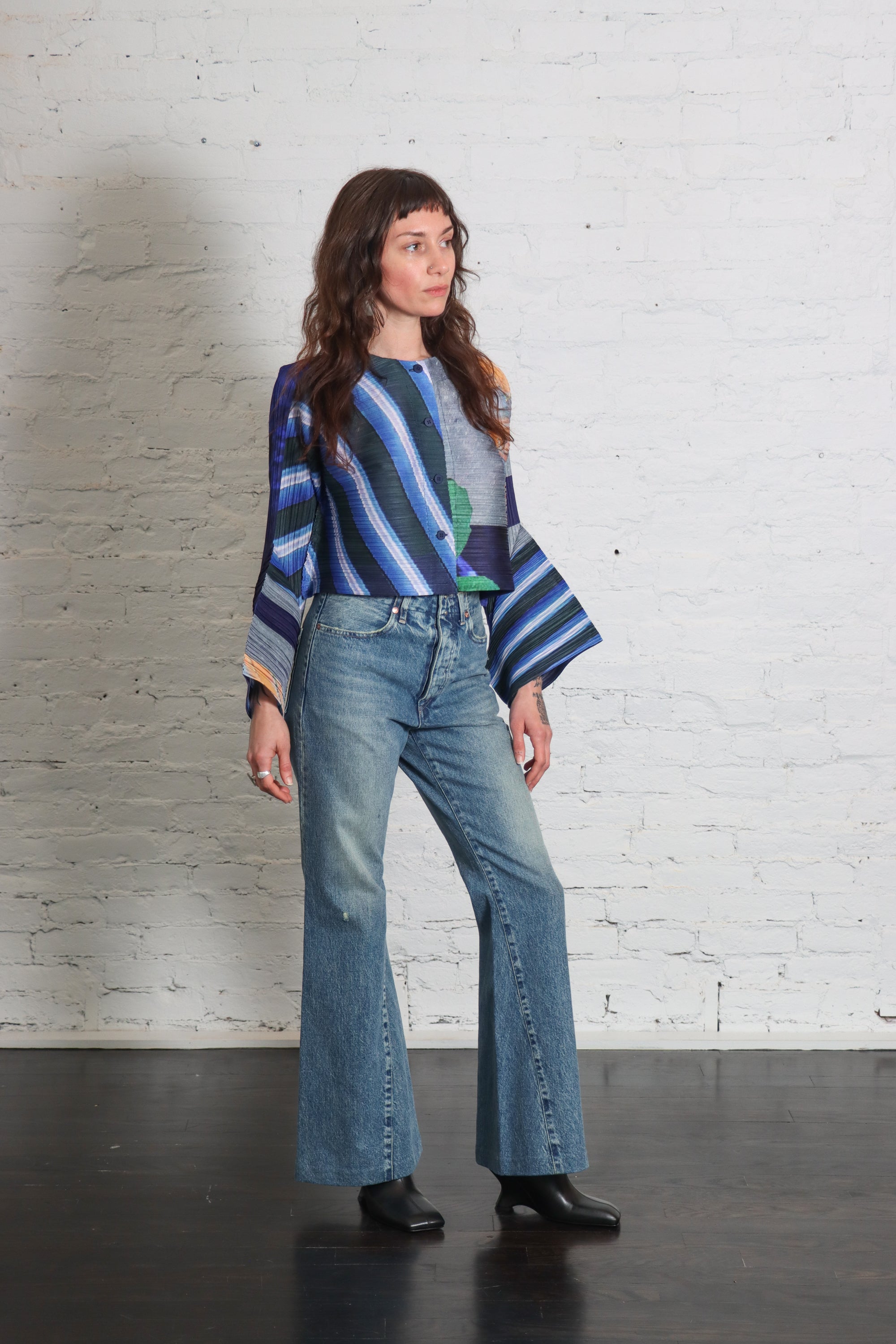 Flare Jean Trouser in Green Blue by Tanaka Denim-TANAKA-Idlewild-Cincinnati