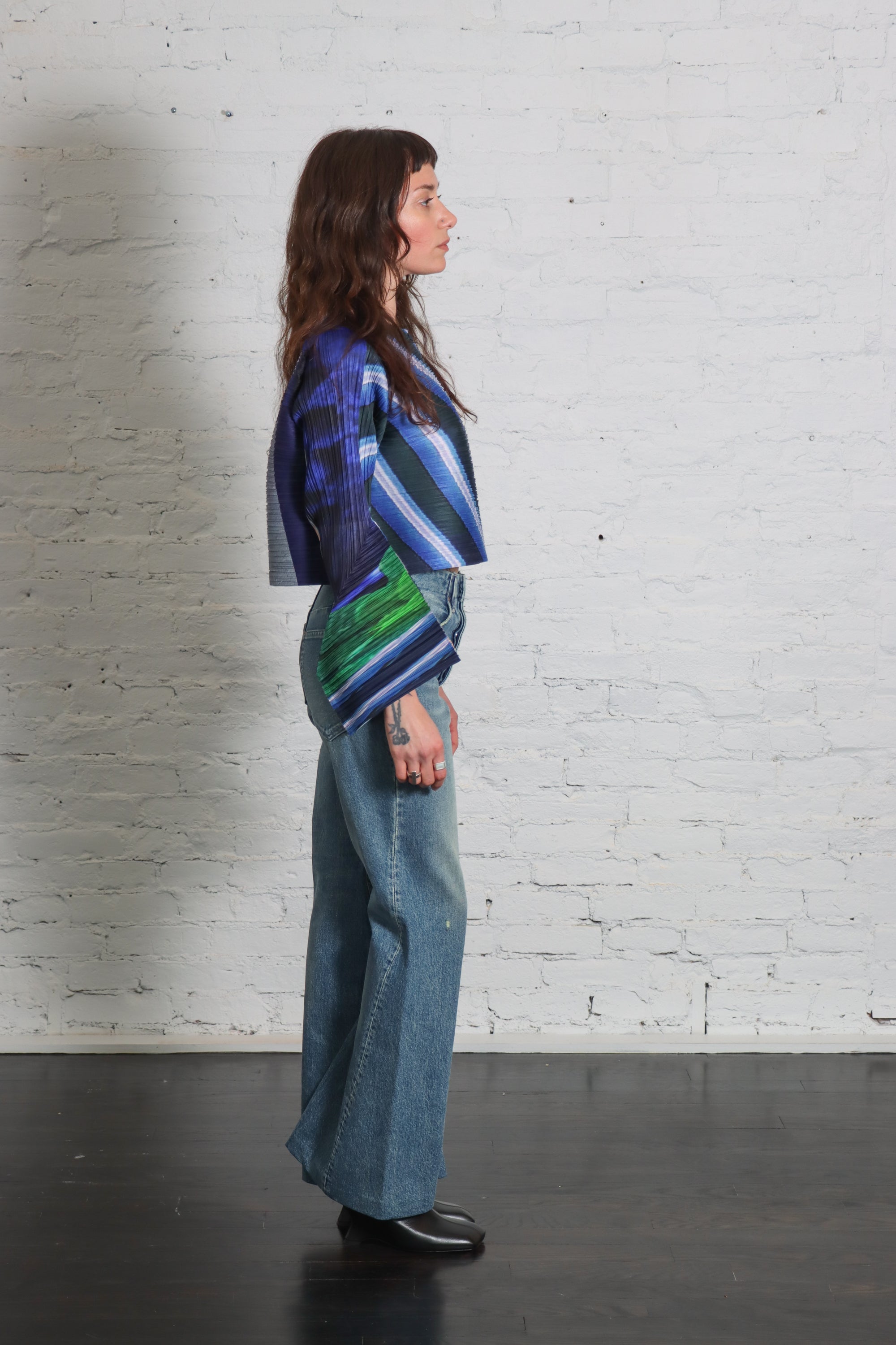 Flare Jean Trouser in Green Blue by Tanaka Denim-TANAKA-Idlewild-Cincinnati