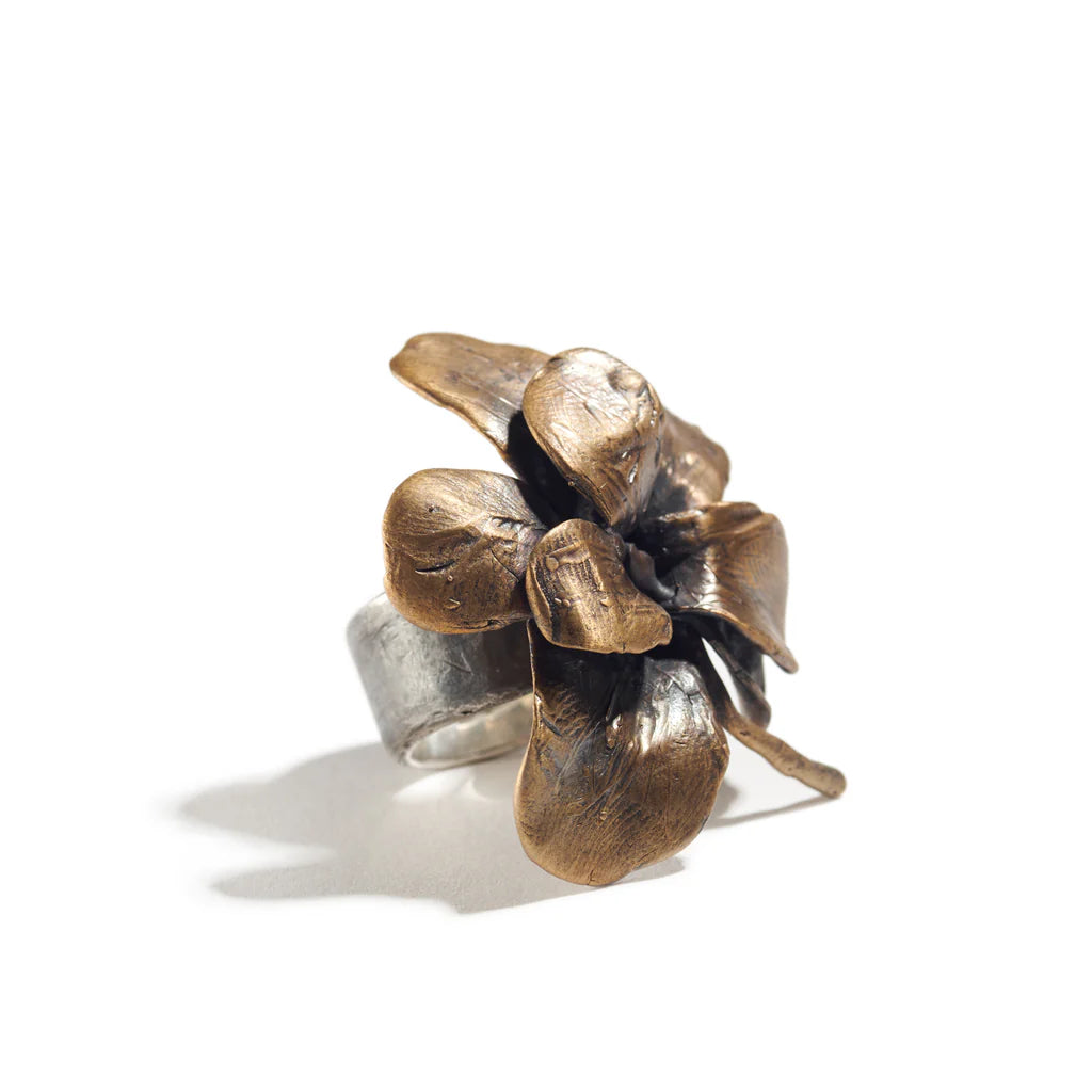 Flower Ring in Bronze with a Sterling Silver Band by STON by Latondra Newton-STON by Latondra Newton-Idlewild-Cincinnati