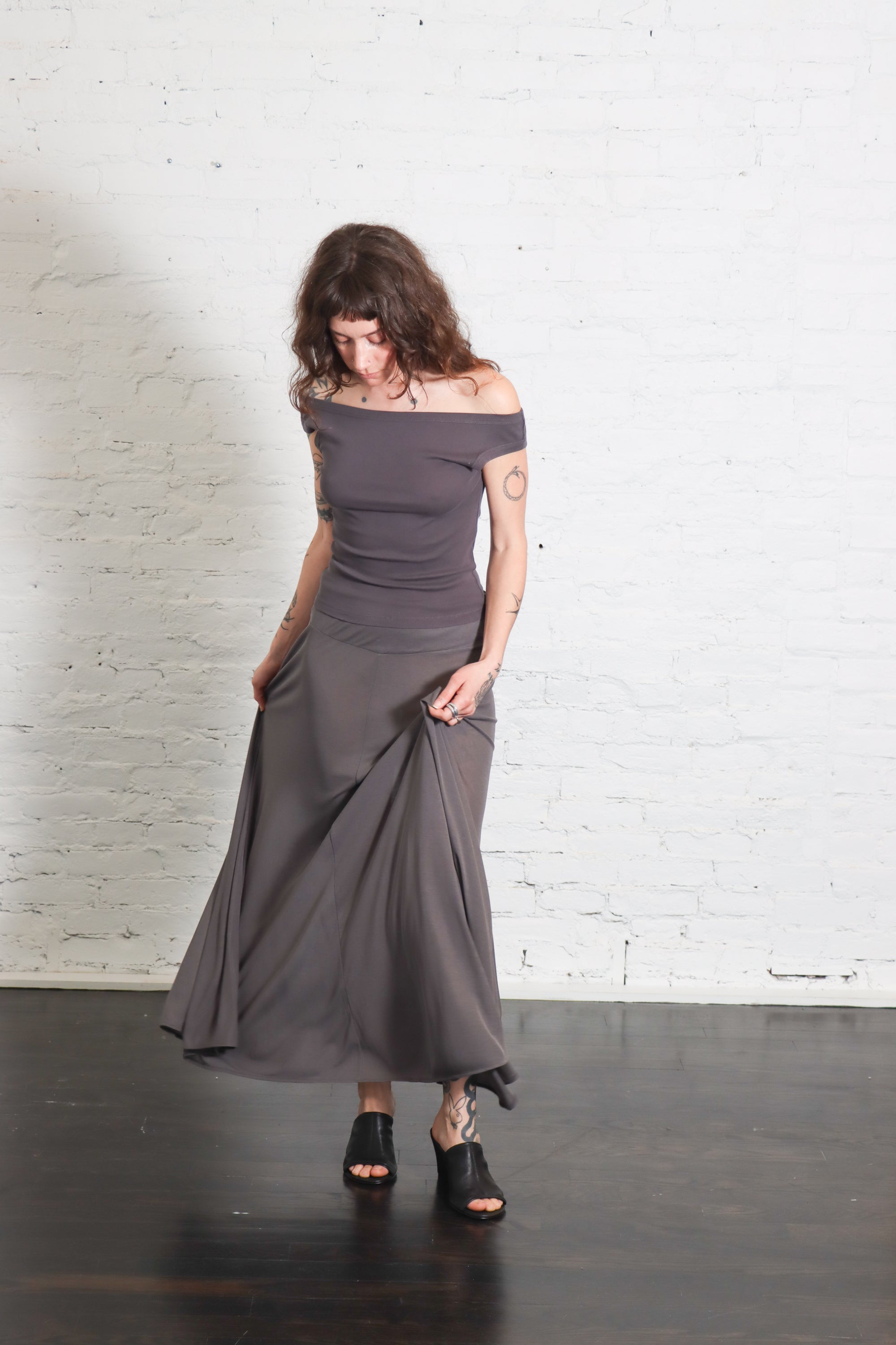 Fluid Jersey Skirt in Soot by St. Agni-St. Agni-Idlewild-Cincinnati