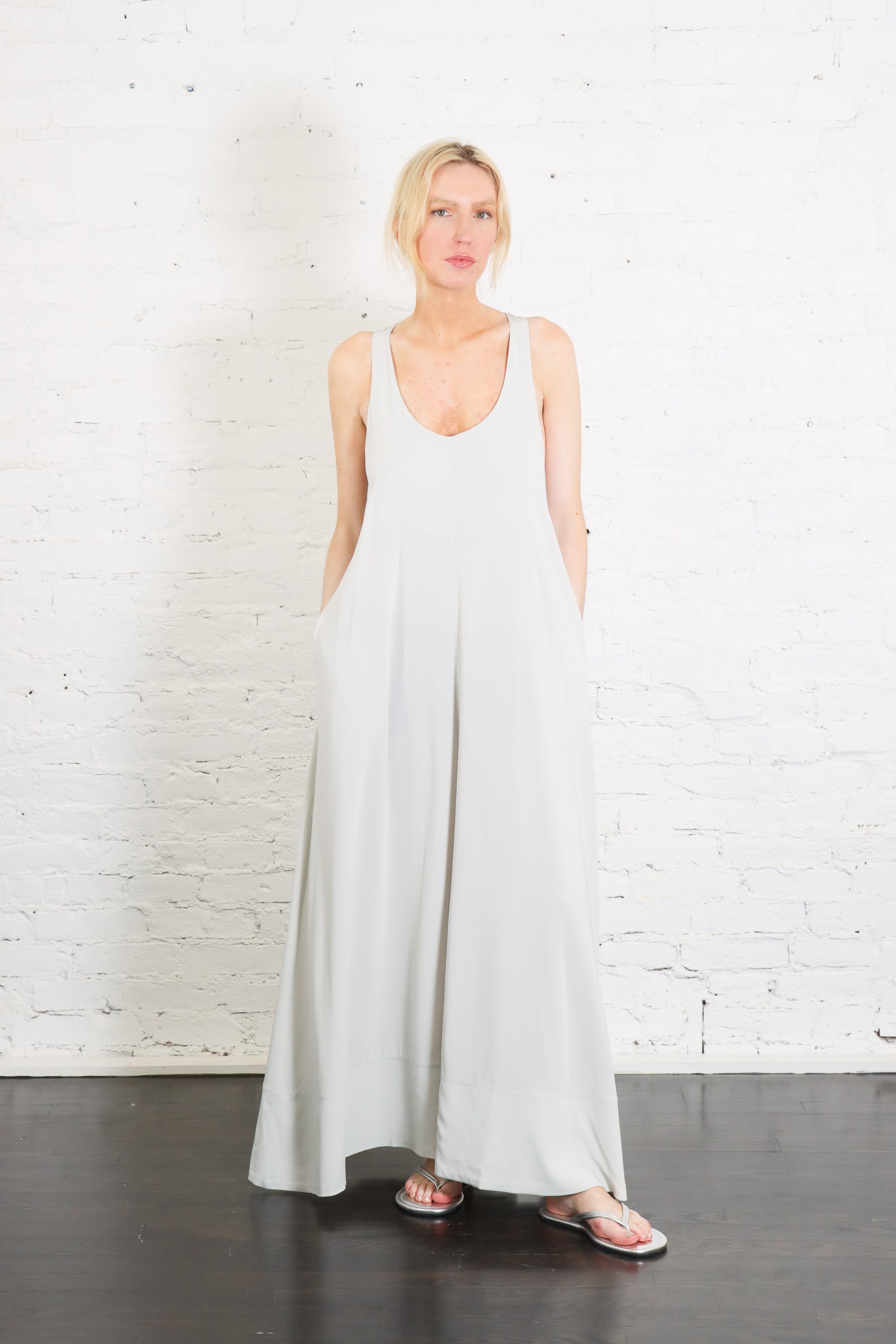 Fluid Tank Dress in Silver by St. Agni  Idlewild