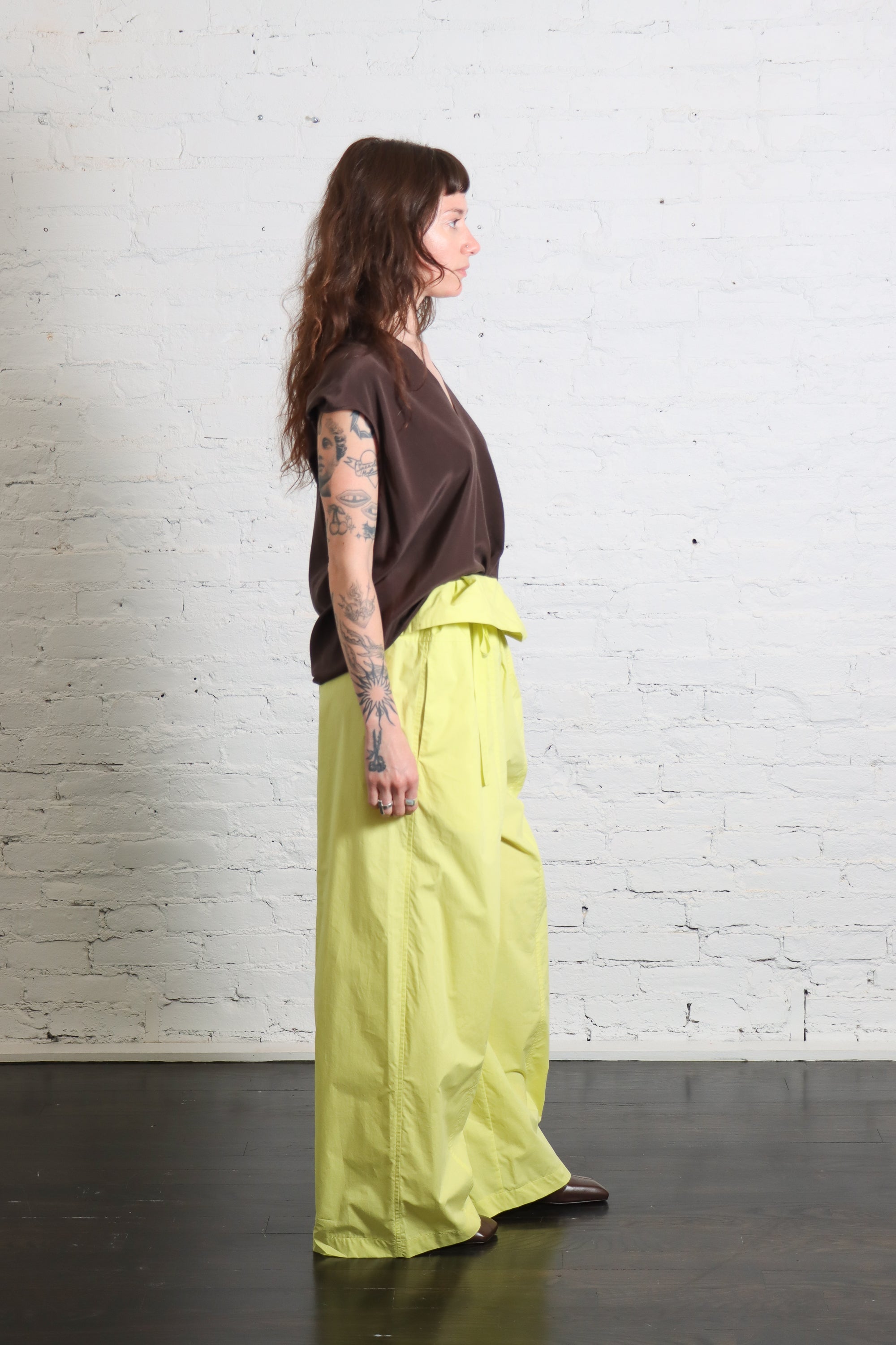 V-Neck Silk Top in Choco by Alysi-Alysi-Idlewild-Cincinnati