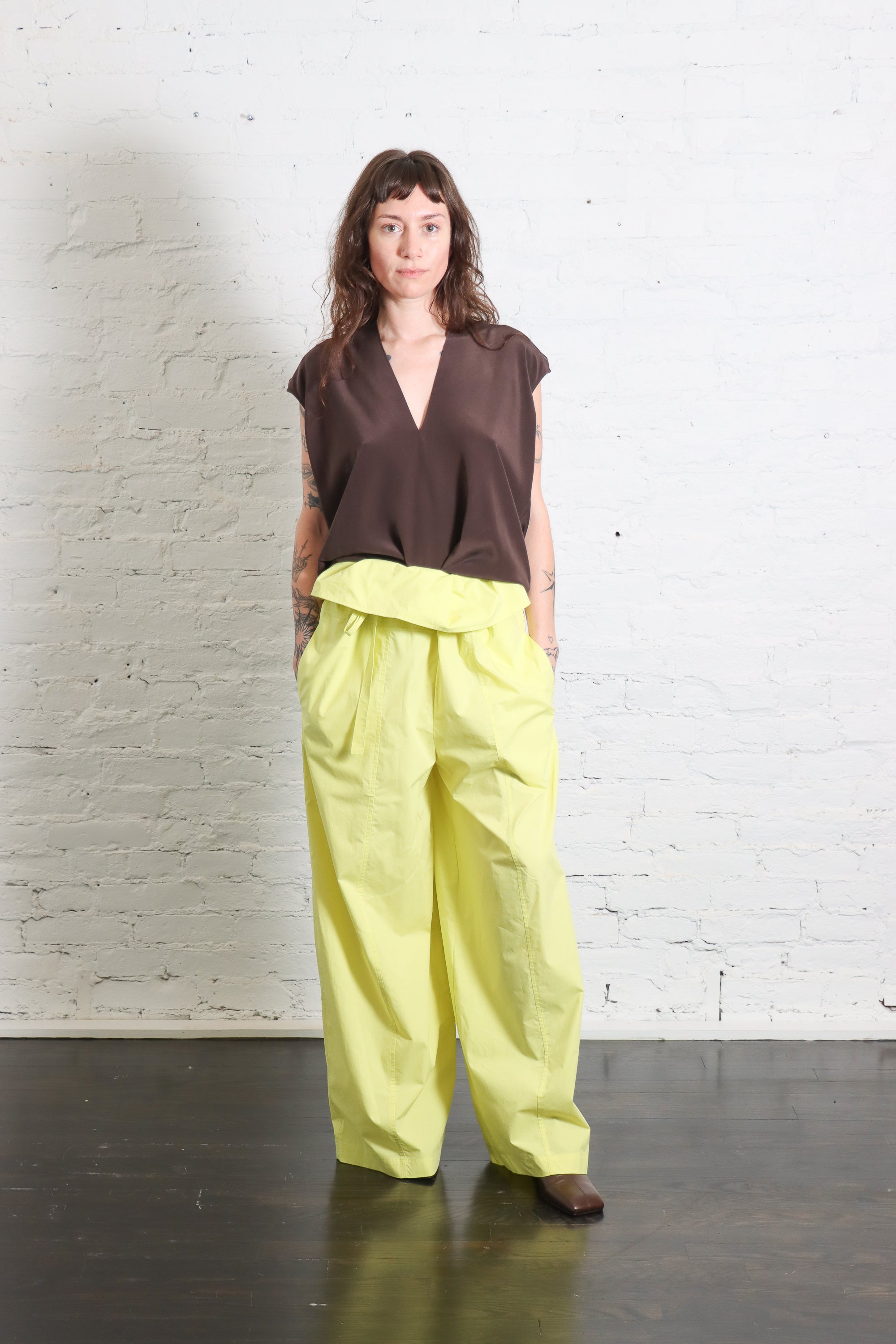 V-Neck Silk Top in Choco by Alysi-Alysi-Idlewild-Cincinnati