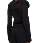 Folded Wool Long Sleeved Top in Black by MM6 Maison Margiela-Tops-MM6-Idlewild