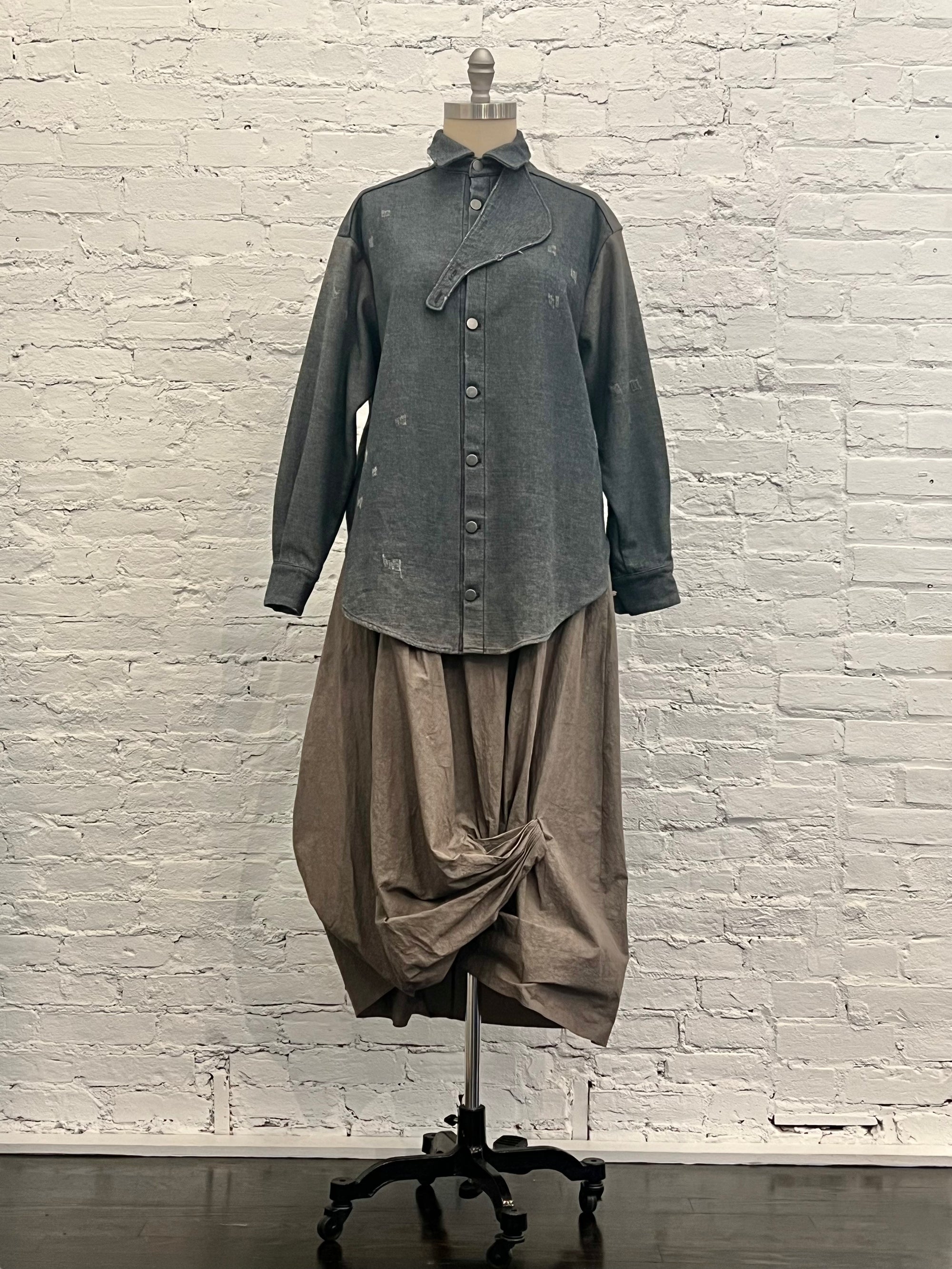 Gaiter Shirt in Worn Denim by Lauren Manoogian-Lauren Manoogian-Idlewild-Cincinnati