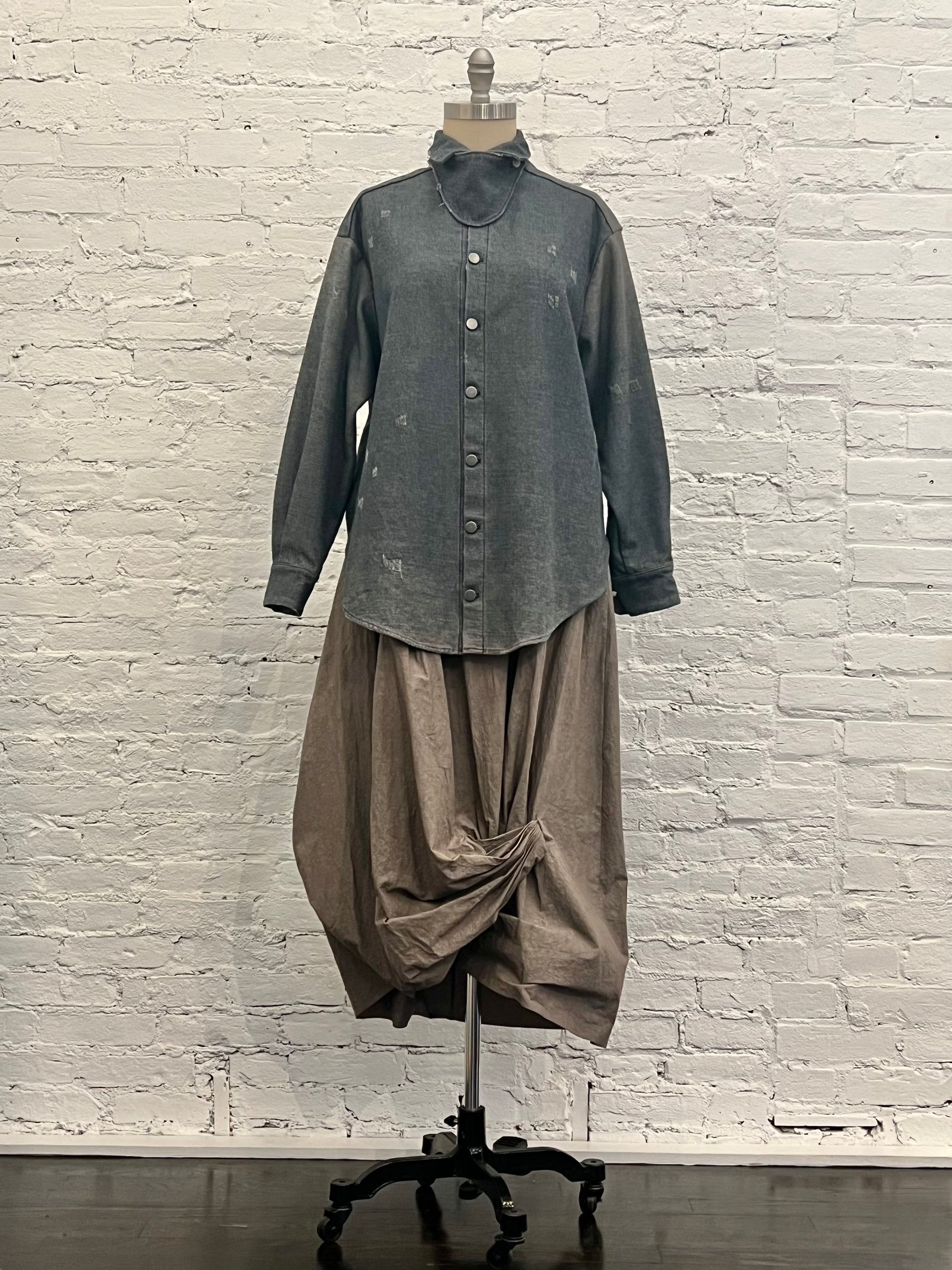 Gaiter Shirt in Worn Denim by Lauren Manoogian-Lauren Manoogian-Idlewild-Cincinnati