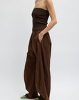 Garment Dyed Silky Cotton Winslow Pull-On Pant in Brown by Tibi-Tibi-Idlewild-Cincinnati