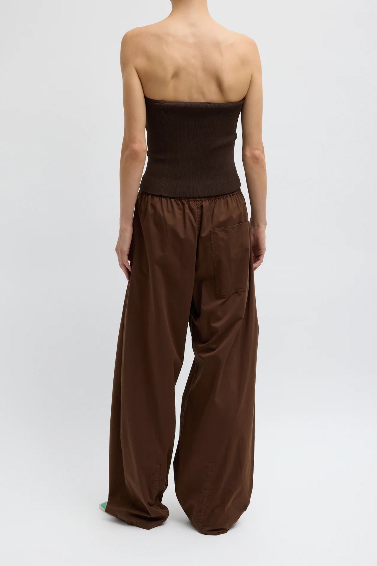 Garment Dyed Silky Cotton Winslow Pull-On Pant in Brown by Tibi-Tibi-Idlewild-Cincinnati