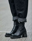 Gasolina Leather Stretch Boot in Nero by Lofina-Shoes-Lofina-Idlewild