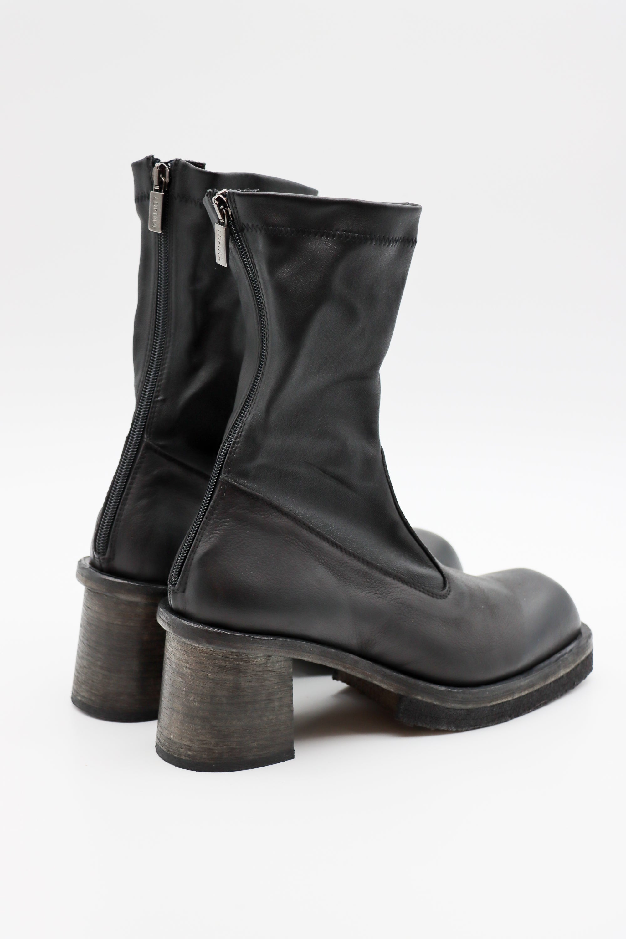 Gasolina Leather Stretch Boot in Nero by Lofina-Lofina-Idlewild-Cincinnati