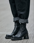 Gasolina Leather Stretch Boot in Nero by Lofina-Lofina-Idlewild-Cincinnati