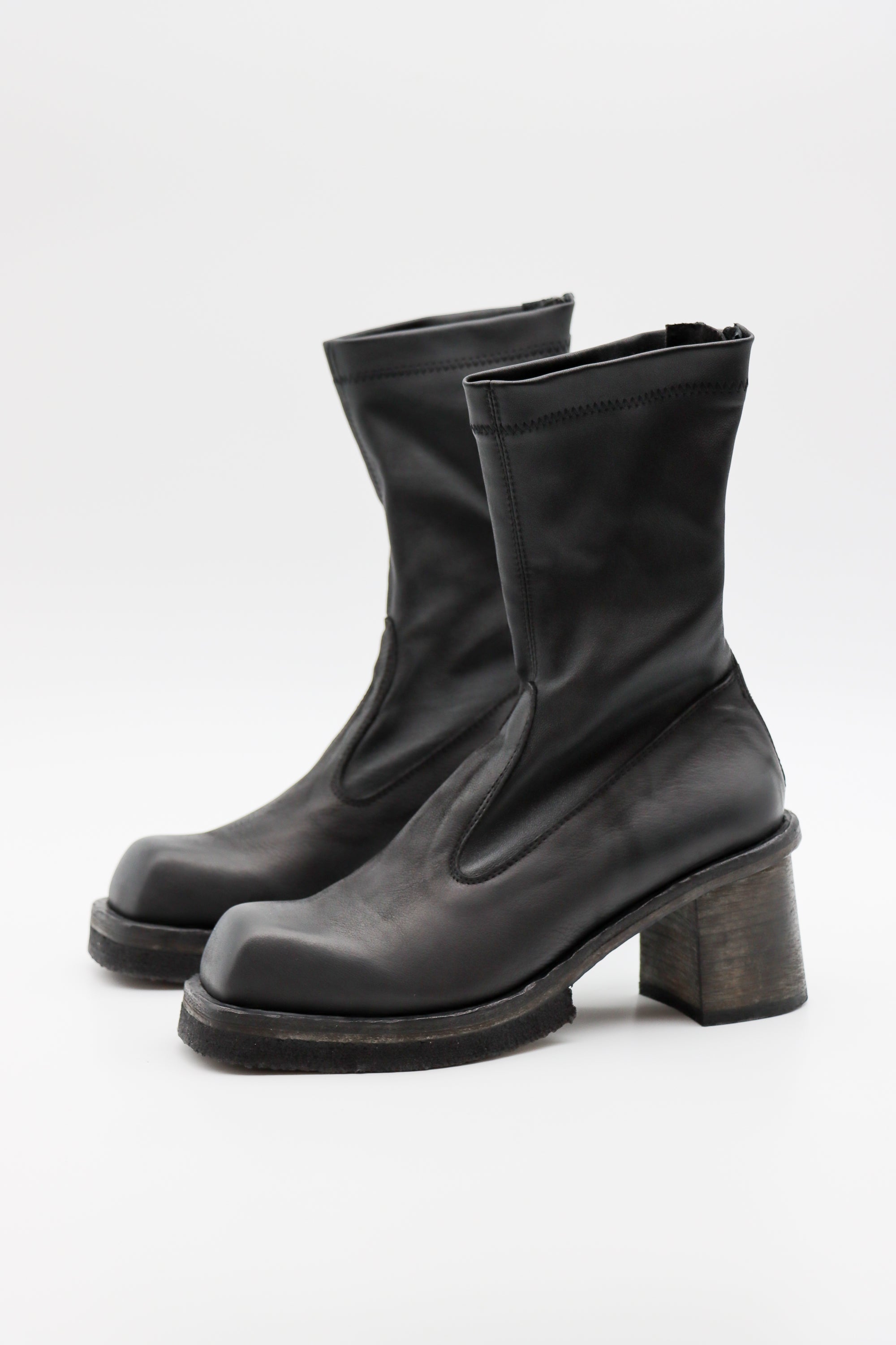 Gasolina Leather Stretch Boot in Nero by Lofina-Lofina-Idlewild-Cincinnati