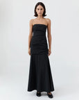 Gathered Strapless Longline Dress in Black by St. Agni-Dresses-St. Agni-Idlewild