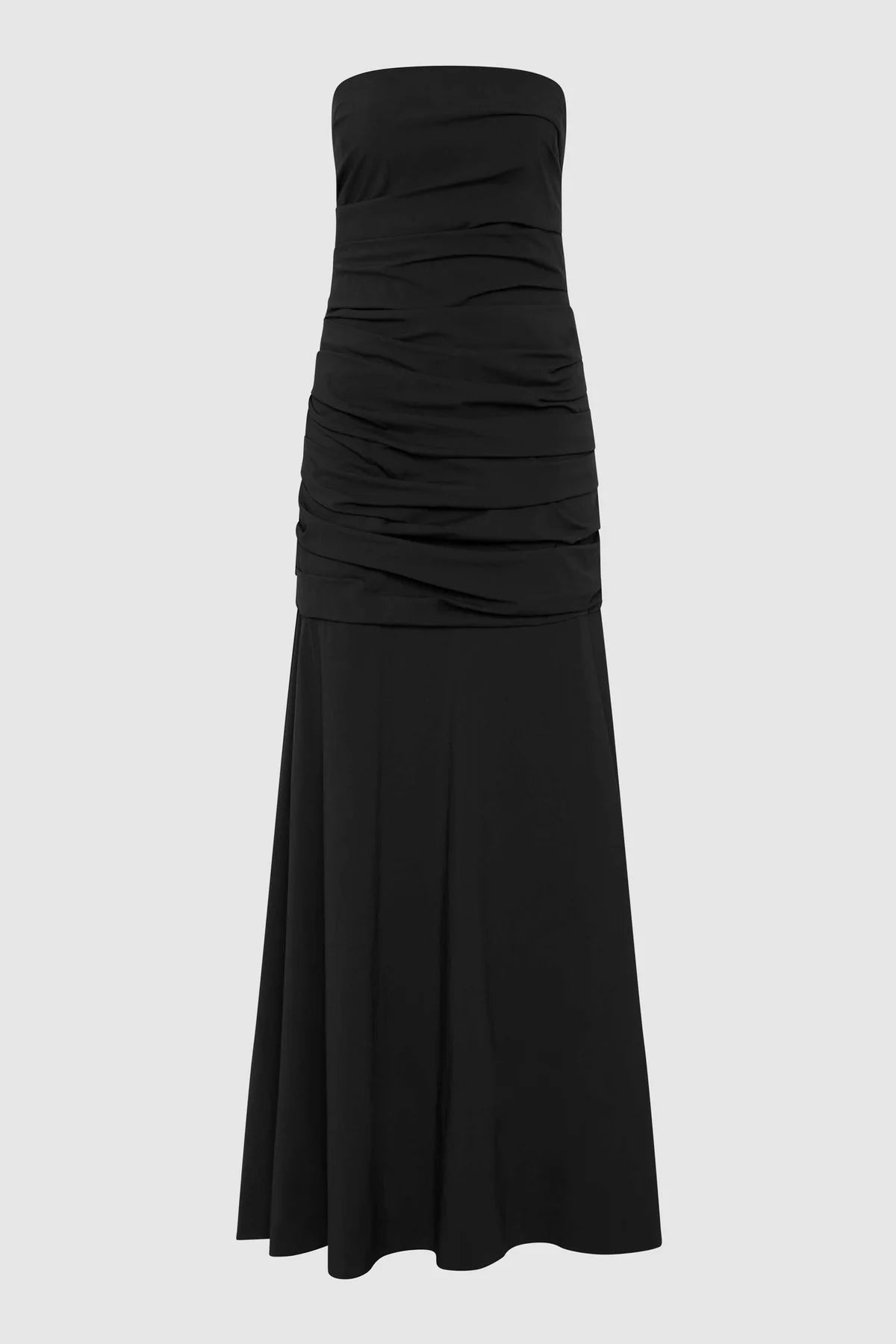 Gathered Strapless Longline Dress in Black by St. Agni-Dresses-St. Agni-Idlewild