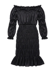 Silk Shirred Dress in Black by Calle Evans - Idlewild