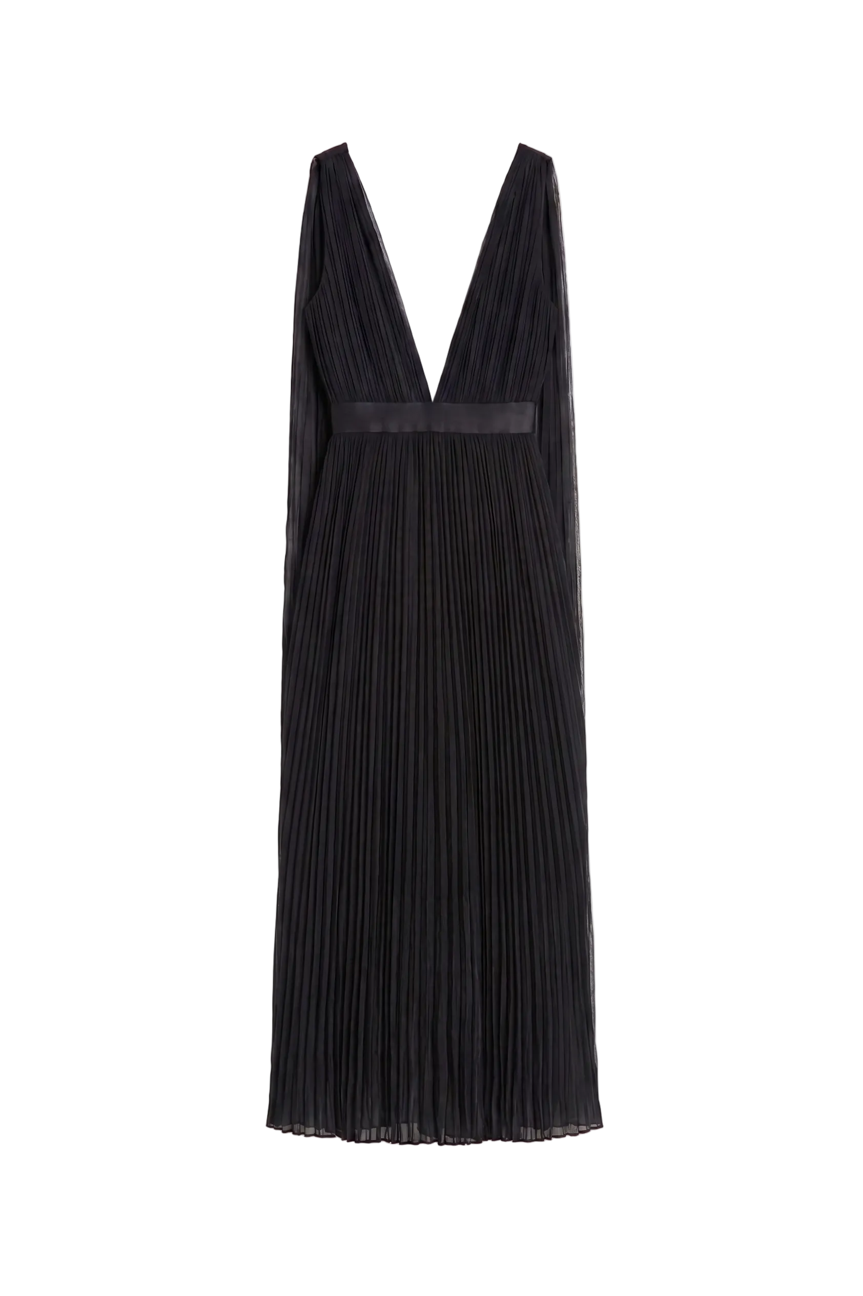 Pleated Sheer Silk Dress in Black by Calle Evans