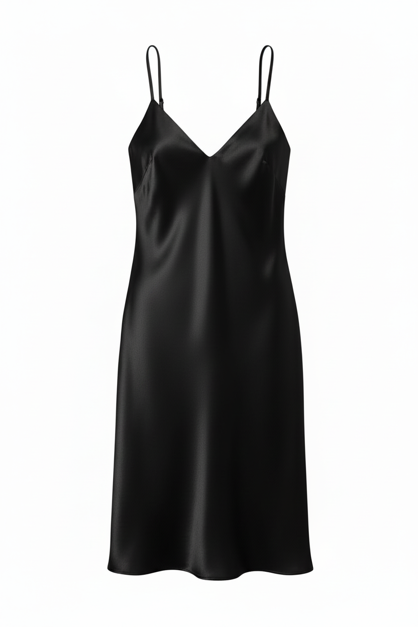 Silk Slip Dress in Black by Calle Evans - Idlewild