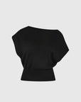 Cashmere Asymm Top Top in Black Vapor by St. Agni - Idlewild