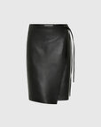 Leather Everyday Wrap Skirt in Black by St. Agni