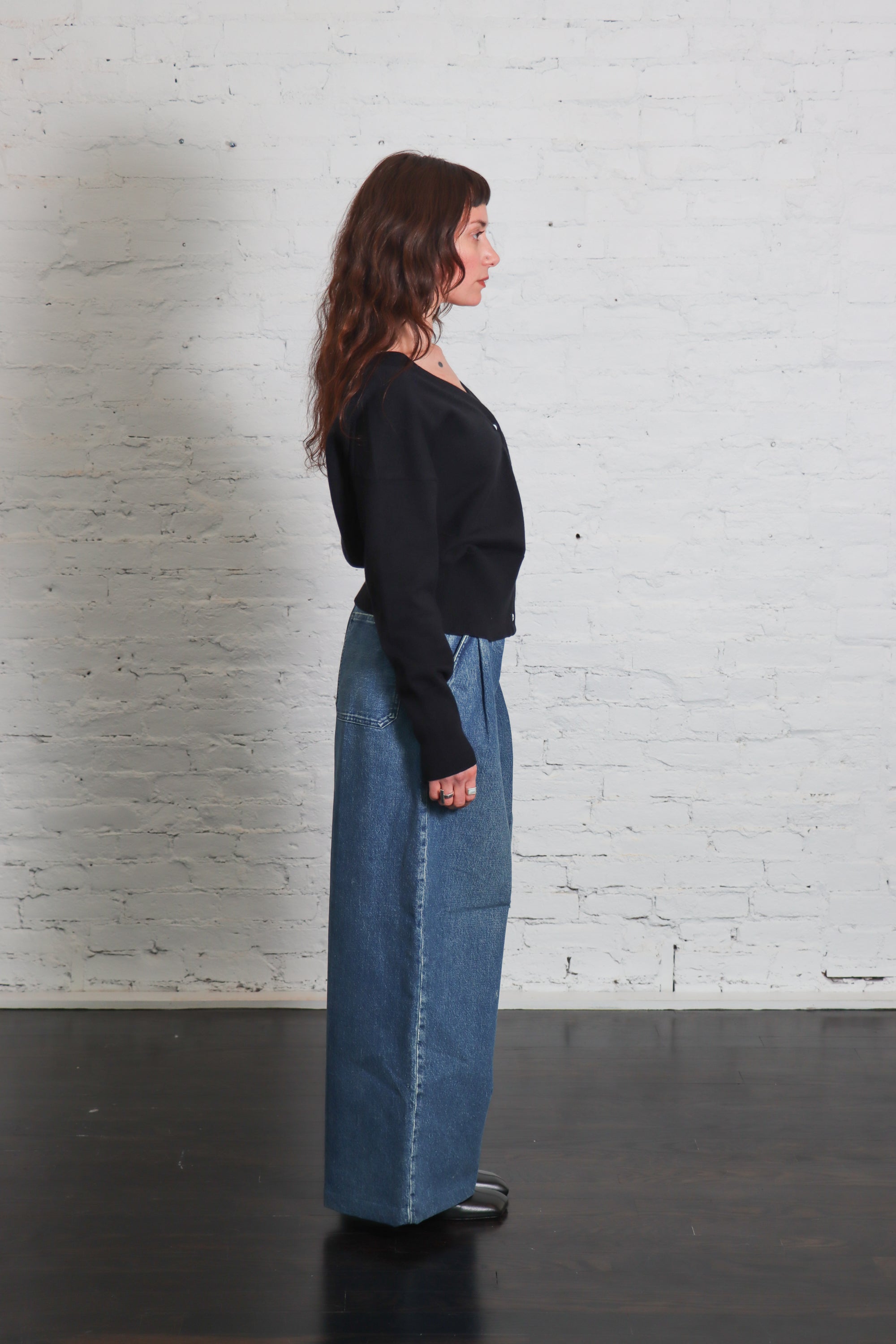 Hakama Jean Trouser in Green Blue by Tanaka Denim-Bottoms-TANAKA-Idlewild
