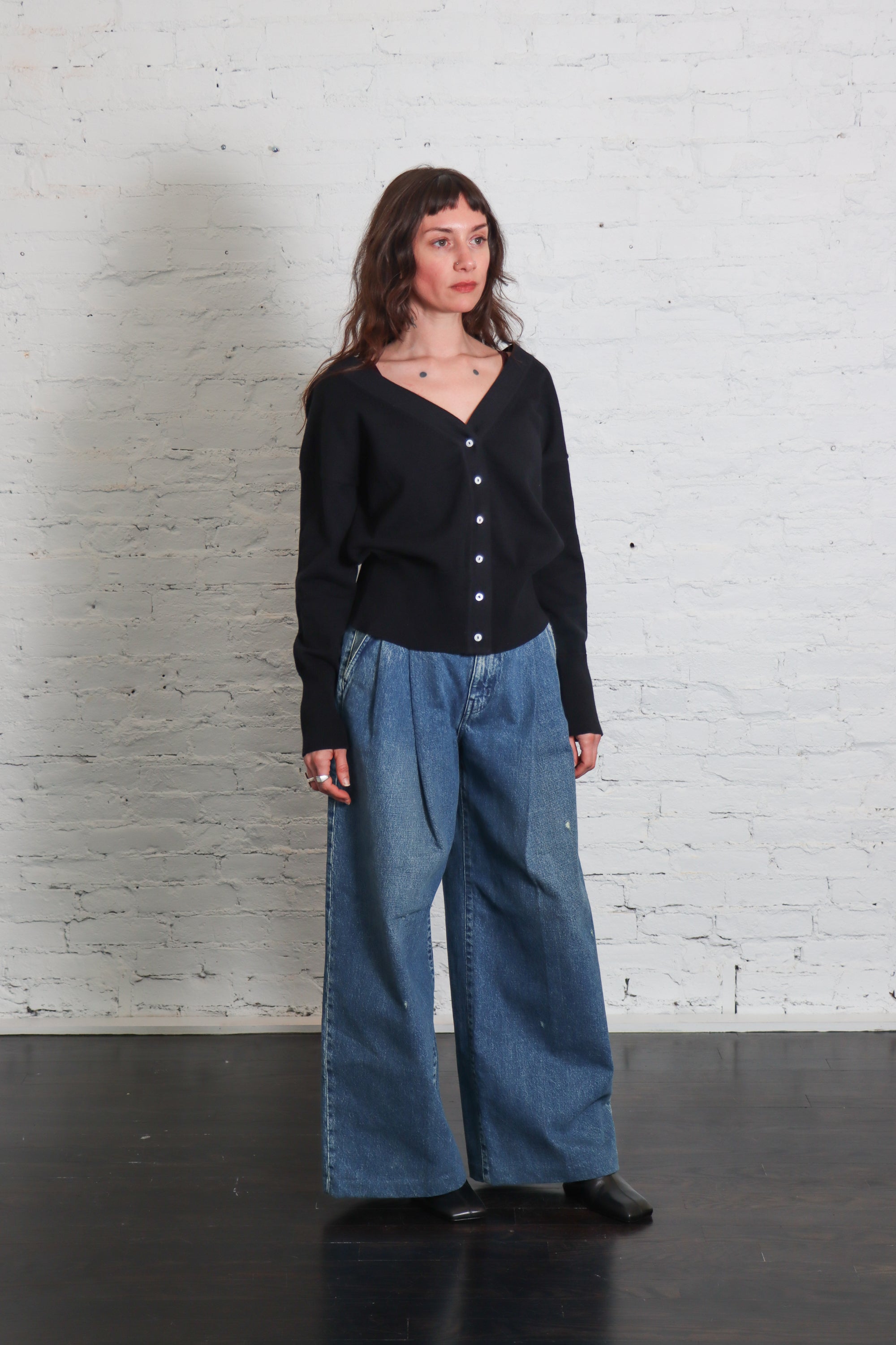 Hakama Jean Trouser in Green Blue by Tanaka Denim-Bottoms-TANAKA-Idlewild