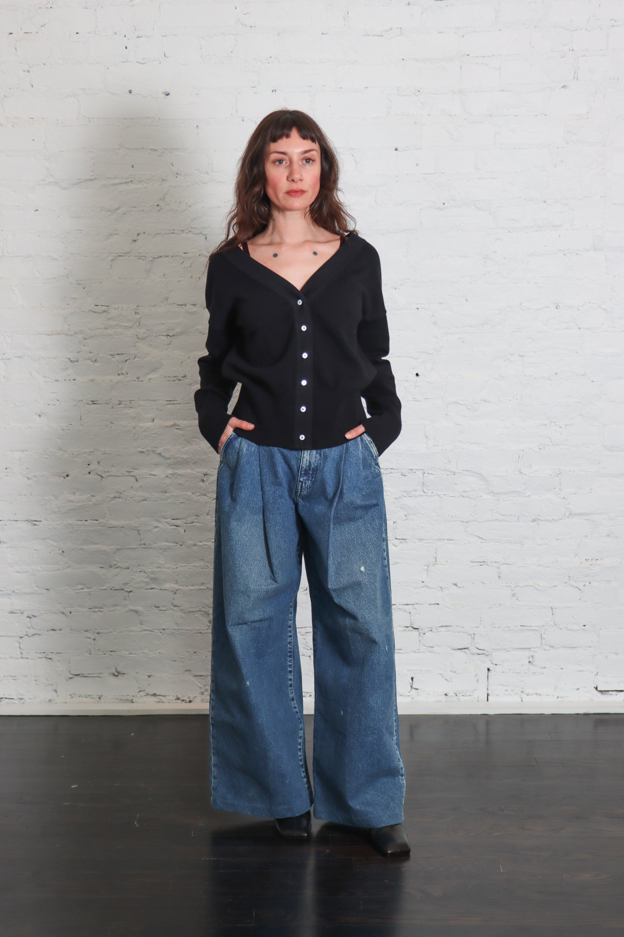 Hakama Jean Trouser in Green Blue by Tanaka Denim