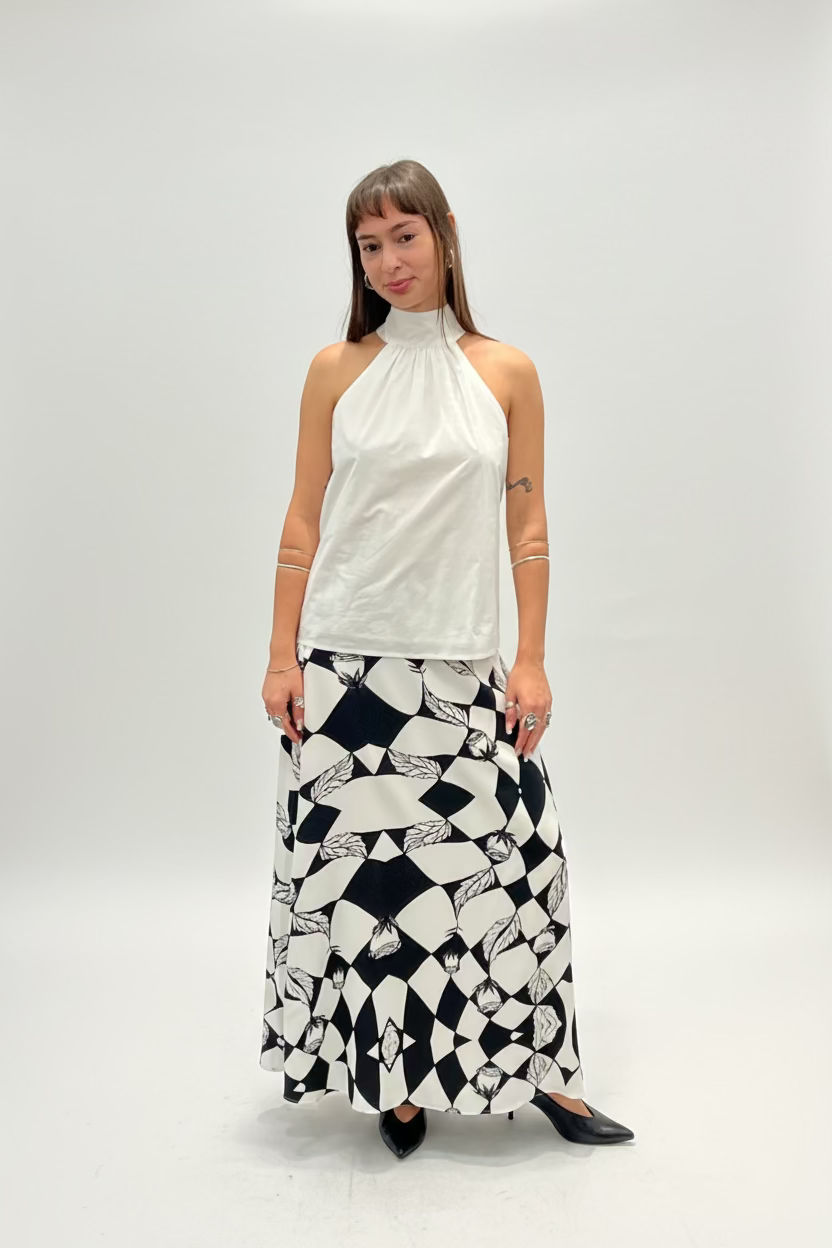 Halter Neck Top with Big Bow in White by Shwetambari-Shwetambari-Idlewild-Cincinnati