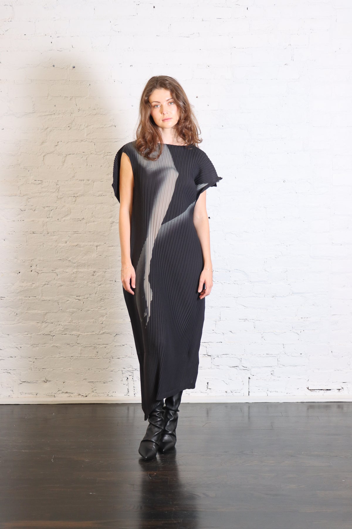 Hands of Lover Pleats Dress in Black-Hued by Issey Miyake-Issey Miyake-Idlewild-Cincinnati