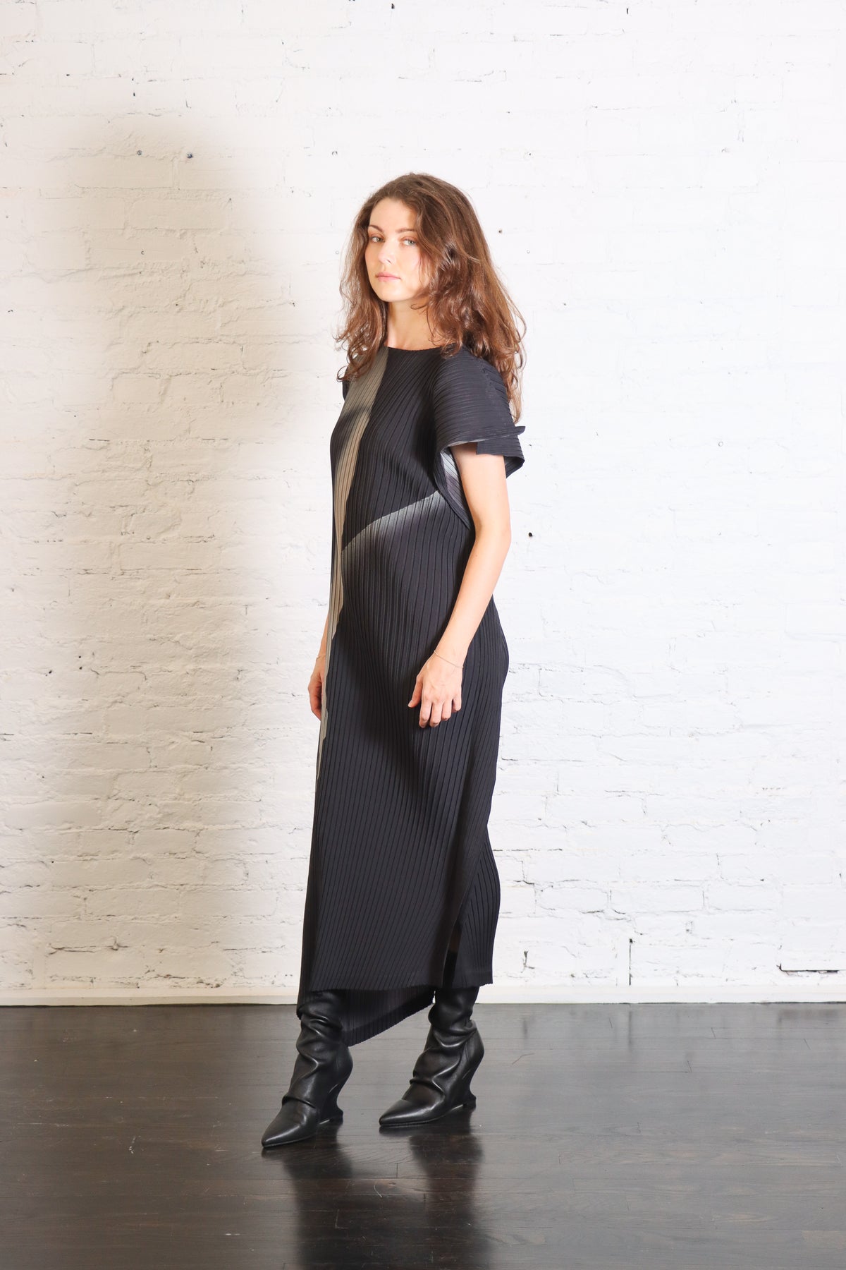 Hands of Lover Pleats Dress in Black-Hued by Issey Miyake-Issey Miyake-Idlewild-Cincinnati