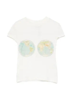 Hemispheres Map Printed Tee in White by A.W.A.K.E. Mode-A.W.A.K.E. Mode-Idlewild-Cincinnati