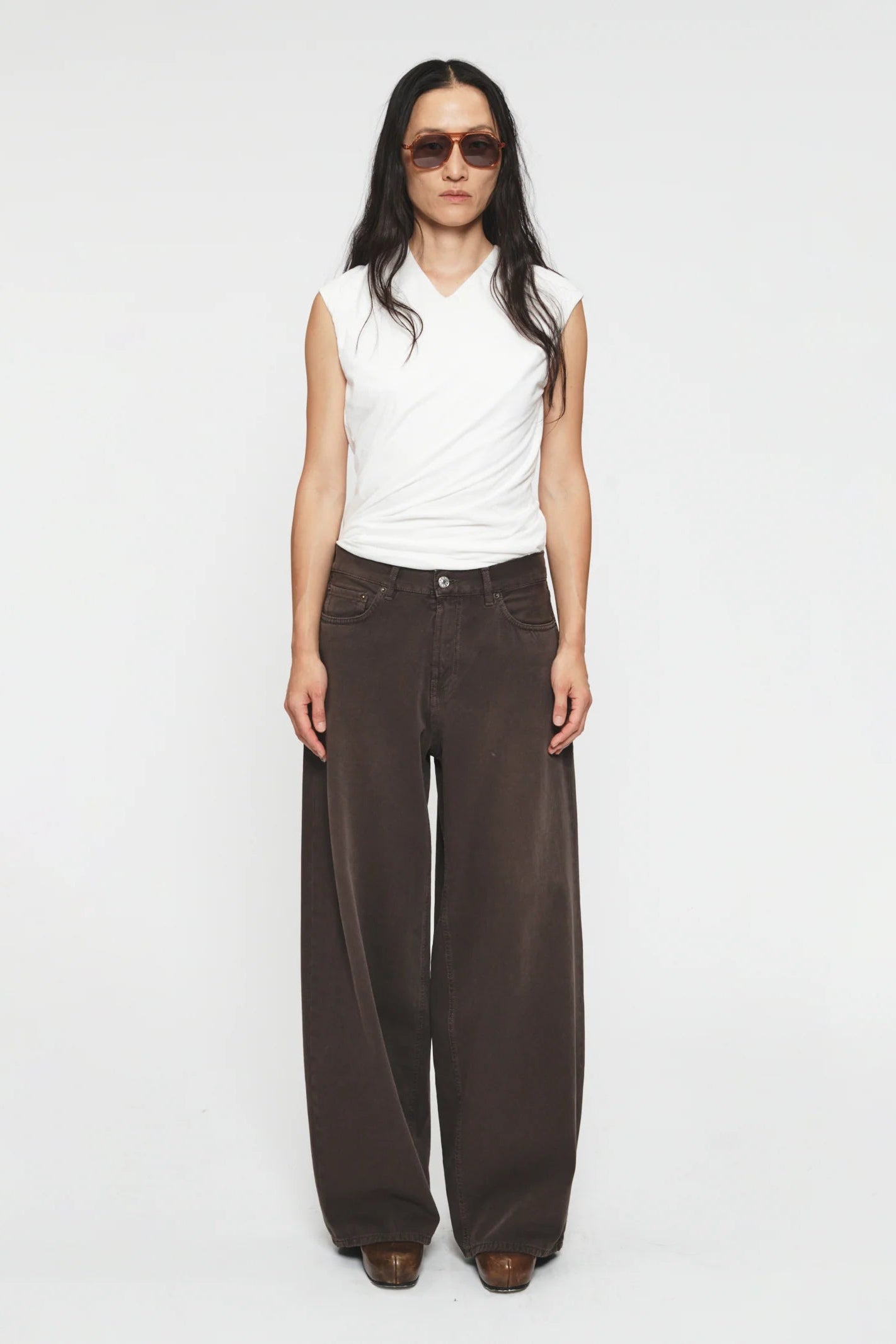 High V Neck in Black by 6397-Tops-6397-Idlewild