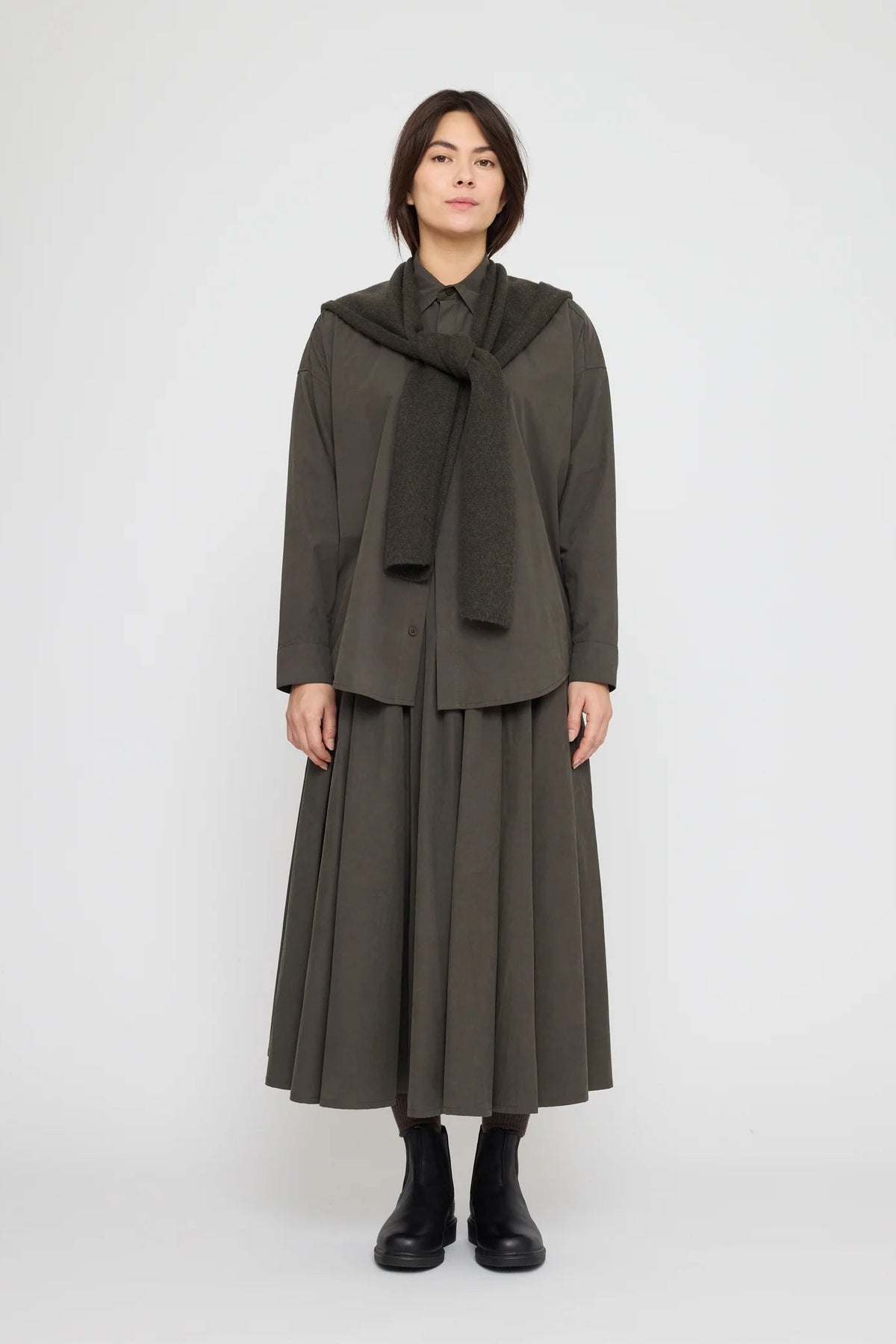Hooded Scarf in Olive Brown by 7115 by Szeki-7115 by Szeki-Idlewild-Cincinnati