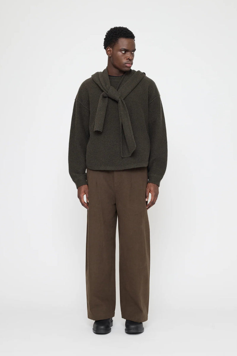Hooded Scarf in Olive Brown by 7115 by Szeki