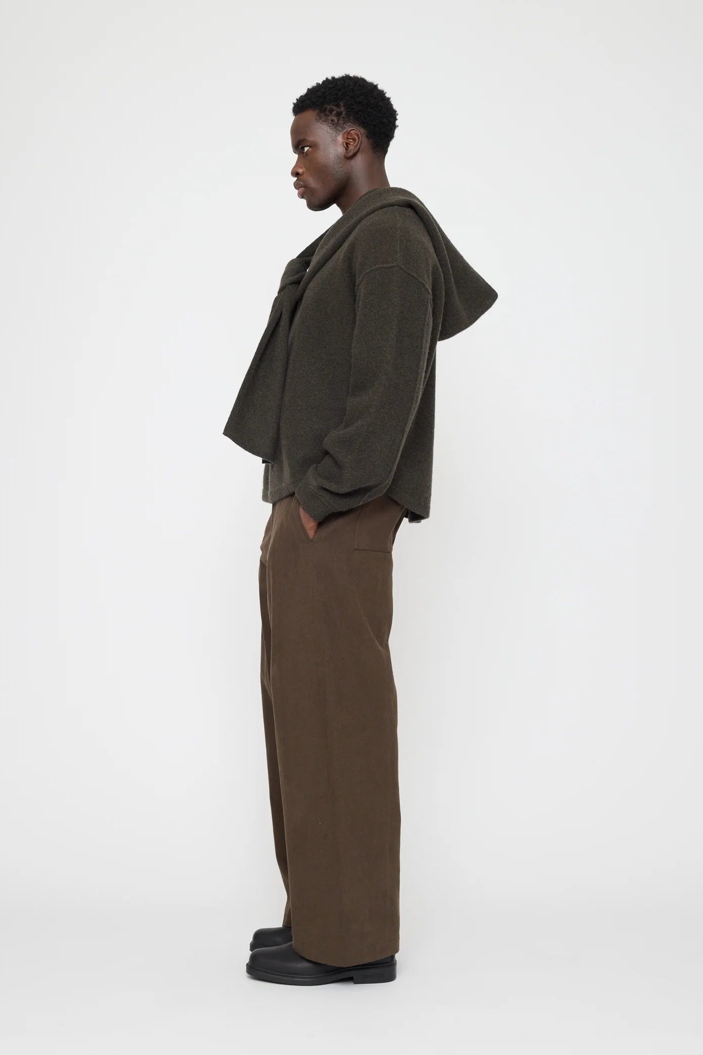 Hooded Scarf in Olive Brown by 7115 by Szeki