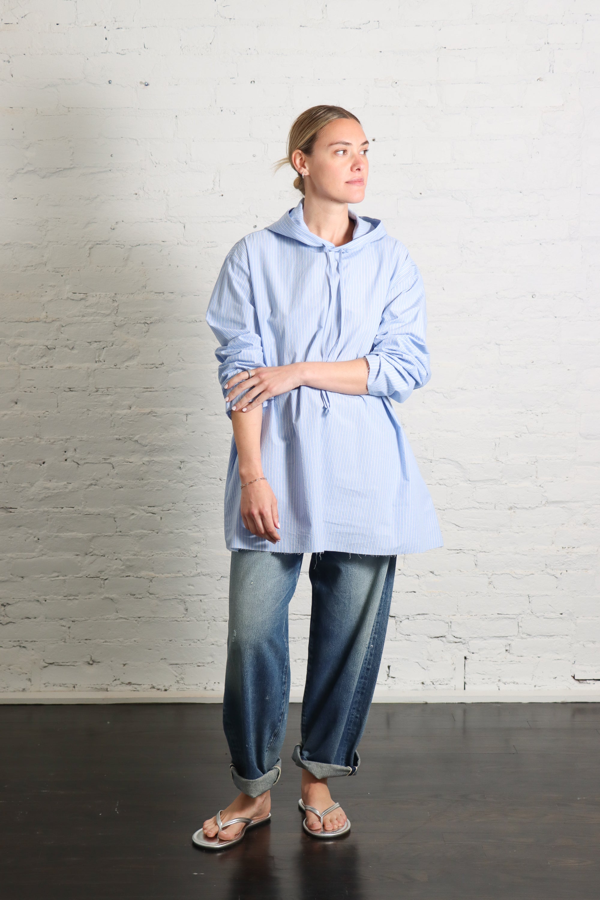 Hooded Shirt in Blue Stripe by 6397-6397-Idlewild-Cincinnati