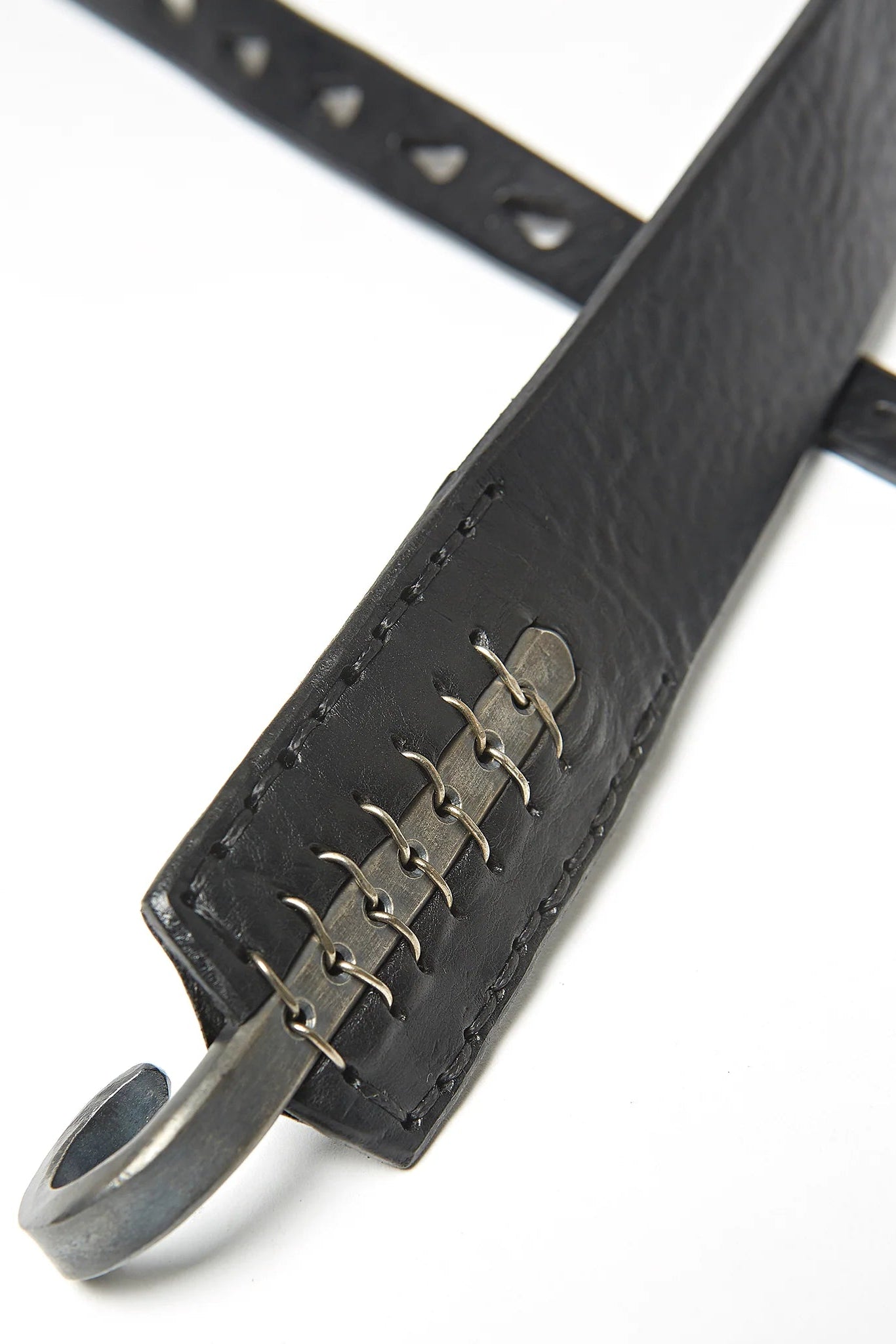 Multi-Hole Hook Belt in Black/Silver by Johnny Farah