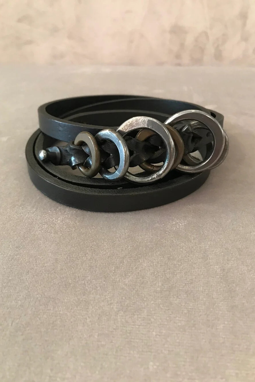 Ajuoga Belt in Black/Silver by Johnny Farah