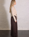 Luxe Spring Twill Tucked Pleated Wide Leg Trouser in Hickory Brown by TIbi