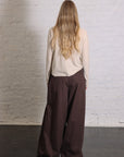 Luxe Spring Twill Tucked Pleated Wide Leg Trouser in Hickory Brown by TIbi
