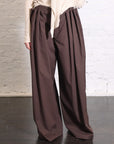Luxe Spring Twill Tucked Pleated Wide Leg Trouser in Hickory Brown by TIbi