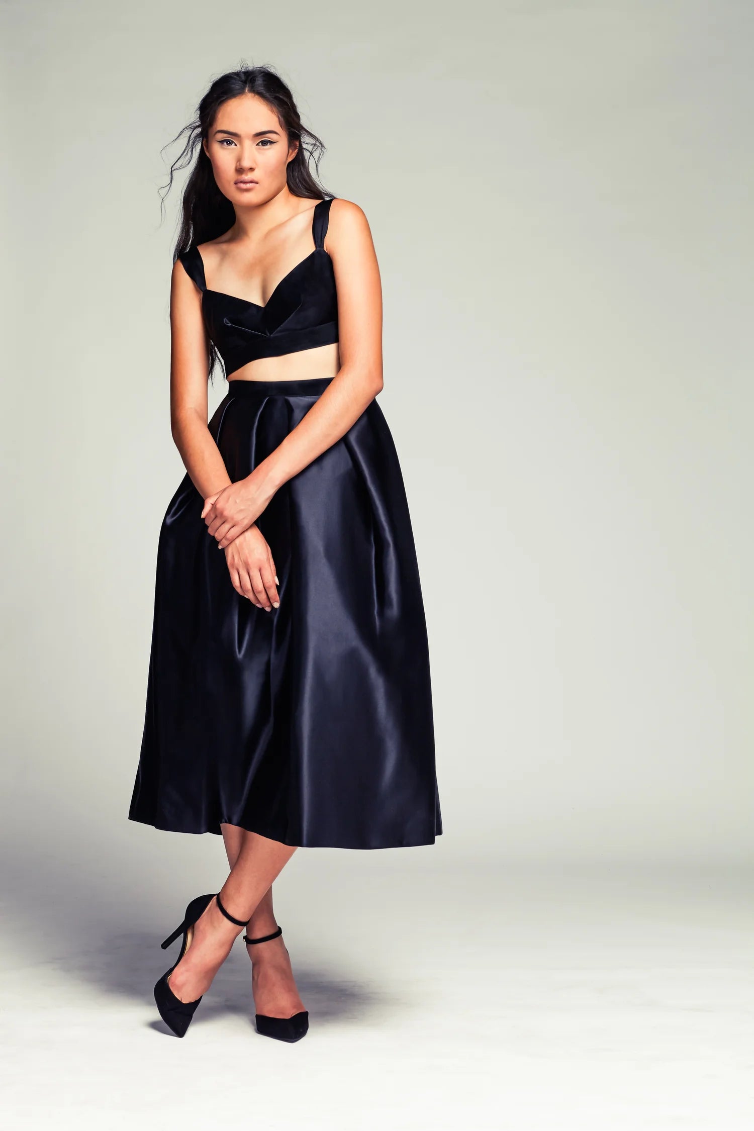 Silk Full Skirt in Black by Calle Evans - Idlewild